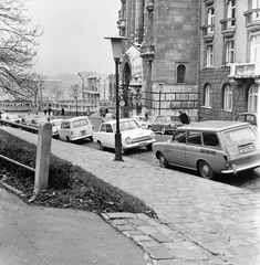 Magyarország, Budapest XI., Kelenhegyi út a Szent Gellért tér felé nézve, szemben a Gellért Gyógyfürdő bejárata., 1963, FŐMTERV, Domonkos Endre, Budapest, Fortepan #251941