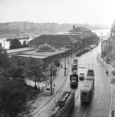 Magyarország, Budapest I., kilátás a Szent Gellért lépcsőtől a Rudas fürdő és a Szabadság híd felé., 1963, FŐMTERV, Domonkos Endre, Budapest, Fortepan #251960