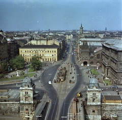 Magyarország, Budapest V.,Budapest IX., kilátás a Szabadság hídról a Dimitrov (Fővám) tér és a Vámház (Tolbuhin) körút felé., 1966, FŐMTERV, Domonkos Endre, Budapest, Fortepan #252164