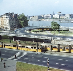 Magyarország, Budapest I., rálátás a Döbrentei térre és az Erzsébet híd lehajtójára a Gellérthegyről., 1966, FŐMTERV, Domonkos Endre, FVV CSM-2/CSM-4, Budapest, Fortepan #252182