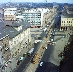 Magyarország, Budapest VIII.,Budapest IX., kilátás az Iparművészeti Múzeum kupolájából az Üllői út - Nagykörút kereszteződése felé., 1966, FŐMTERV, Domonkos Endre, Budapest, Fortepan #252183