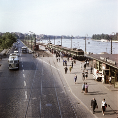 Magyarország, Budapest II., Árpád fejedelem útja a Margit híd budai hídfőjénél, a szentendrei HÉV végállomása., 1966, FŐMTERV, Domonkos Endre, Budapest, Fortepan #252184