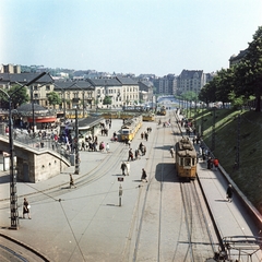 Magyarország, Budapest I.,Budapest II., Széll Kálmán (Moszkva) tér a Várfok utcától a Széna tér felé nézve., 1966, FŐMTERV, Domonkos Endre, Budapest, Fortepan #252189