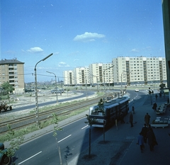 Magyarország, Budapest XI., Október huszonharmadika (Schönherz Zoltán) utca az Irinyi József utca felé nézve., 1966, FŐMTERV, Domonkos Endre, Budapest, Lágymányosi lakótelep, Fortepan #252193