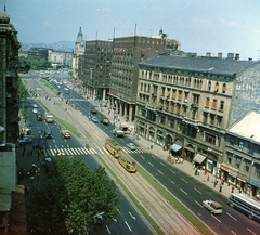 Magyarország, Budapest V.,Budapest VII., Károly (Tanács) körút a Dohány utcától a Deák Ferenc tér felé nézve, jobbra a Madách-házak., 1966, FŐMTERV, Domonkos Endre, Budapest, Fortepan #252196