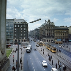 Magyarország, Budapest V.,Budapest VII.,Budapest VIII., Rákóczi út az Astoria kereszteződés és a Kossuth Lajos utca felé nézve., 1966, FŐMTERV, Domonkos Endre, Budapest, Fortepan #252204