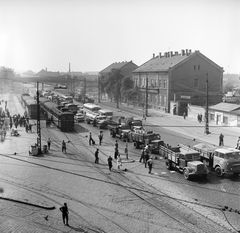 Magyarország, Budapest XI., Soroksári út a villamosvasút és a HÉV forgalmi-műszaki telepei, a Vágóhíd kocsiszín előtt., 1966, FŐMTERV, Domonkos Endre, Budapest, Fortepan #252273