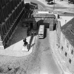 Magyarország, budai Vár, Budapest I., kilátás a Budavári Evangélikus templom tornyából a Bécsi kapu felé., 1966, FŐMTERV, Domonkos Endre, Budapest, Fortepan #252278