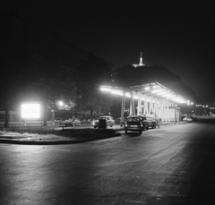 Magyarország, Budapest XI., Műegyetem rakpart, benzinkút., 1966, FŐMTERV, Domonkos Endre, Budapest, Ásványolaj Forgalmi Vállalat, Fortepan #252289