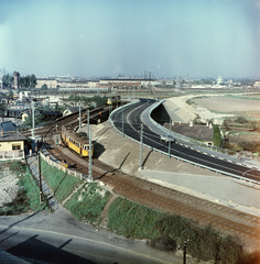 Magyarország, Budapest XI.,Budapest XXII., a Leányka utcától a Fehérvári (Szabadság) út felé vezető budafoki felüljáró., 1966, FŐMTERV, Domonkos Endre, Budapest, Fortepan #252312