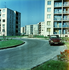 Magyarország, Budapest XI., József Attila lakótelep, előtérben a Kosárka sétány 4. és 6. számú ház, háttérben az Aranyvirág sétány házai., 1966, FŐMTERV, Domonkos Endre, Budapest, Fortepan #252313