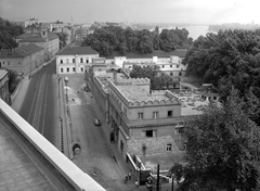 Magyarország, Budapest II., balra a Frankel Leó út, jobbra a Lukács fürdő, mögötte a Császár uszoda., 1967, FŐMTERV, Domonkos Endre, Budapest, Fortepan #252388