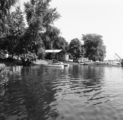 Magyarország, Budapest XIII., Újpesti-öböl, a BKV hajójavító üzeme a Népszigeten., 1967, FŐMTERV, Domonkos Endre, Budapest, Fortepan #252499