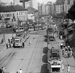 Magyarország, Budapest II., kilátás a Várfok utca felől a Széll Kálmán (Moszkva) tér és a Margit körút (Mártírok útja) felé., 1969, FŐMTERV, Domonkos Endre, Budapest, Fortepan #252556