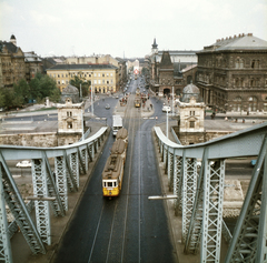 Magyarország, Budapest V.,Budapest IX., kilátás a szabadság hídról a Fővám (Dimitrov) tér és a Vámház (Tolbuhin) körút felé., 1969, FŐMTERV, Domonkos Endre, Budapest, Fortepan #252600