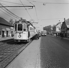 Magyarország, Budapest XI., Fehérvári (Szabadság) út az Albertfalvai utcánál lévő villamosmegállónál, jobbra az Építész utca torkolata., 1969, FŐMTERV, Domonkos Endre, Budapest, Fortepan #252638