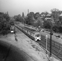 Magyarország, Óbuda, Budapest III., Szentlélek (Korvin Ottó) tér, HÉV megálló az Árpád hídról nézve., 1969, FŐMTERV, Domonkos Endre, Budapest, Fortepan #252652