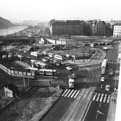 Magyarország, Budapest IX., a Boráros tér és a Petőfi híd pesti hídfője a Soroksári út felől nézve., 1969, FŐMTERV, Domonkos Endre, Budapest, Fortepan #252655