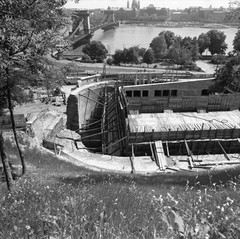 Magyarország, Budapest I., Clark Ádám tér, a Budavári Palota (korábban Királyi Palota) hűtőközpontjának építkezése a Sikló utcánál., 1970, FŐMTERV, Domonkos Endre, Budapest, Fortepan #252749