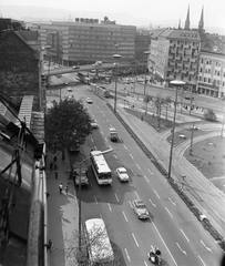 Magyarország, Budapest VII.,Budapest VIII., kilátás a Baross tér, a Fiumei (Mező Imre) út - Rottenbiller utca közötti felüljáró és a Rákóczi út felé., 1970, FŐMTERV, Domonkos Endre, Budapest, Fortepan #252804