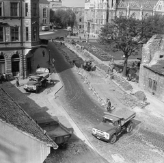 Magyarország, budai Vár, Budapest I., kilátás a Tárnok utca, a Szentháromság tér és a Mátyás-templom felé., 1970, FŐMTERV, Domonkos Endre, Budapest, Fortepan #252816