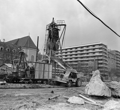 Magyarország, Budapest I.,Budapest II., Bem rakpart, résfal készítése a szentendrei HÉV Batthyány térre történő bevezető szakaszának építésekor., 1970, FŐMTERV, Domonkos Endre, Budapest, Fortepan #252836