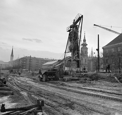 Magyarország, Budapest I., Bem rakpart, résfal készítése a szentendrei HÉV Batthyány térre történő bevezető szakaszának építésekor., 1970, FŐMTERV, Domonkos Endre, Budapest, Fortepan #252837