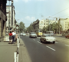 Magyarország, Budapest VIII.,Budapest V.,Budapest VII., Astoria kereszteződés a Kossuth Lajos utcától a Rákóczi út felé nézve., 1971, FŐMTERV, Domonkos Endre, Budapest, Fortepan #252931