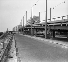 Magyarország, Budapest XX., Helsinki (Dózsa György) út, RUB (Rheinstahl Union Brückenau) rendszerű ideiglenes felüljáró a HÉV vonala fölött., 1971, FŐMTERV, Domonkos Endre, Budapest, Fortepan #252965