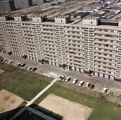 Magyarország, Budapest XI., kilátás a Fejér Lipót (Török Ignác) utca 61. számú toronyházból a Tétényi út 36 - 32. számú háztömbre, balra fent az Etele (Szakasits Árpád) út melletti házak láthatók., 1971, FŐMTERV, Domonkos Endre, Budapest, színes, Fortepan #253040