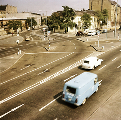 Magyarország, Budapest XIV., Kerepesi út a vasúti felüljáróról nézve, balra a Fogarasi út torkolata., 1971, FŐMTERV, Domonkos Endre, Budapest, Fortepan #253047