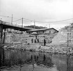 Magyarország, Budapest IX., Duna-part, partfal építés a Petőfi híd pesti hídfőjénél., 1971, FŐMTERV, Domonkos Endre, Budapest, Fortepan #253080