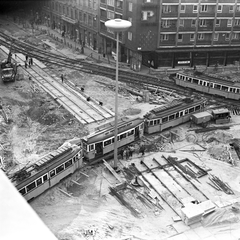 Magyarország, Budapest VIII.,Budapest IX., Üllői út – Nagykörút kereszteződés, az aluljáró építkezése., 1971, FŐMTERV, Domonkos Endre, Budapest, Fortepan #253093