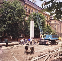 Hungary, Budapest II., Bem rakpart a Kacsa utca - Ganz utca közötti szakaszon. Résfal készítése a szentendrei HÉV Batthyány térre történő bevezetésekor., 1972, FŐMTERV, Budapest, Fortepan #253187