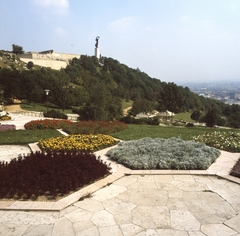 Hungary, Budapest XI., a Citadella alatti déli lejtő, Jubileumi park, háttérben a Szabadság-szobor., 1972, FŐMTERV, Budapest, Fortepan #253280