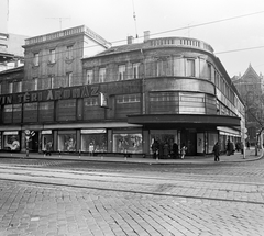 Magyarország, Budapest IX., Kálvin téri Áruház a Kálvin tér - Lónyay (Szamuely) utca sarkán., 1973, FŐMTERV, Domonkos Endre, Budapest, Fortepan #253347