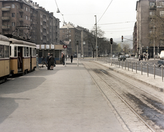 Magyarország, Budapest XI., Október huszonharmadika (Schönherz Zoltán) utca, a 4-es villamos végállomása a Fehérvári útnál. Szemben a Bocskai út., 1973, FŐMTERV, Domonkos Endre, Budapest, Fortepan #253361