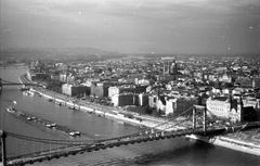 Magyarország, Budapest, az Erzsébet híd építése a Gellérthegyről nézve., 1964, Szánthó Zoltán, Fortepan #25343