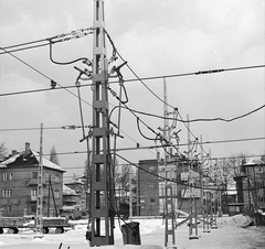 Magyarország, Budapest XIV., a Millenniumi Földalatti Vasút Mexikói úti új járműtelepe. Háttérben a Columbus utca, balra szemben az Edison utca torkolata., 1973, FŐMTERV, Domonkos Endre, Budapest, Fortepan #253455