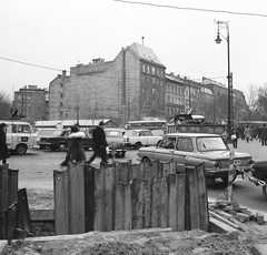 Magyarország, Budapest V., Kálvin tér, szemben balra a Kecskeméti utca, jobbra a Múzeum körút., 1974, FŐMTERV, Domonkos Endre, Budapest, forgalom, Zaporozsec-márka, Fortepan #253491