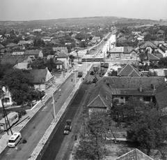 Magyarország, Budapest III., a 11-es út átépítése, aszfaltozók a Rákóczi utcánál, a Mátyás király úti kereszteződésen túl a Batthyány utca., 1974, FŐMTERV, Domonkos Endre, Budapest, Fortepan #253512