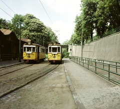 Hungary, Budapest XII., Zugliget, villamos-végállomás., 1975, FŐMTERV, colorful, tram, Budapest, Fortepan #253528