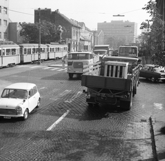 Hungary, Budapest XIV., Nagy Lajos király útja, a Bácskai (Révai József) utcától a Bosnyák tér felé vezető szakasz., 1975, FŐMTERV, Budapest, crosswalk, Skoda Liaz-brand, number plate, Fortepan #253578