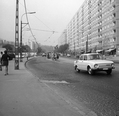 Magyarország, Óbuda, Budapest III., Vörösvári út a Szőlő utcától a Váradi utca felé nézve., 1975, FŐMTERV, Domonkos Endre, Budapest, rendszám, Skoda 100, Fortepan #253616