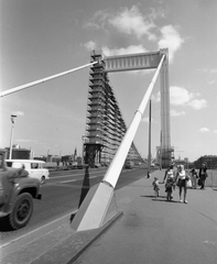 Hungary, Budapest I., Erzsébet híd budai hídfő., 1976, FŐMTERV, Budapest, scaffolding, Fortepan #253703