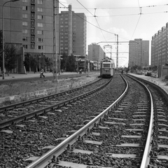 Hungary, Újpalota, Budapest XV., Zsókavár utca, villamosmegáló a Fő térnél, 1978, FŐMTERV, Budapest, Fortepan #253786