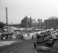 Hungary, Budapest V.,Budapest VI., Nyugati (Marx) tér az aluljáró és a felüljáró építési munkálatai alatt. Szemben a Nyugati pályaudvar és a Teréz (Lenin) körút., 1978, FŐMTERV, Budapest, Fortepan #253814