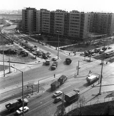 Hungary, Budapest XI., Irinyi József utca, kilátás a BME Münnich Ferenc Kollégium (később Kármán Tódor Kollégium) épületéről a Bogdánfy utca felé., 1979, FŐMTERV, Budapest, Lágymányos housing complex, Fortepan #253832