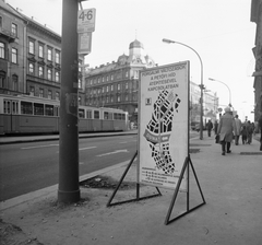 Hungary, Budapest IX., Ferenc körút, szemben a Mester utca torkolata. A felvétel a Patőfi híd átépítésekor készült., 1979, FŐMTERV, transport, map, Budapest, Fortepan #253840