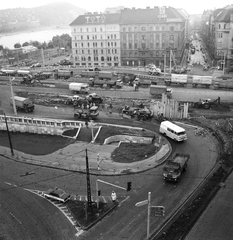 Hungary, Budapest IX., Boráros tér a Petőfi híd pesti hídfőjének átépítésekor, szemben a Közraktár utca - a Lónyay (Szamuely) utca közötti háztömb látszik., 1979, FŐMTERV, Budapest, Fortepan #253845